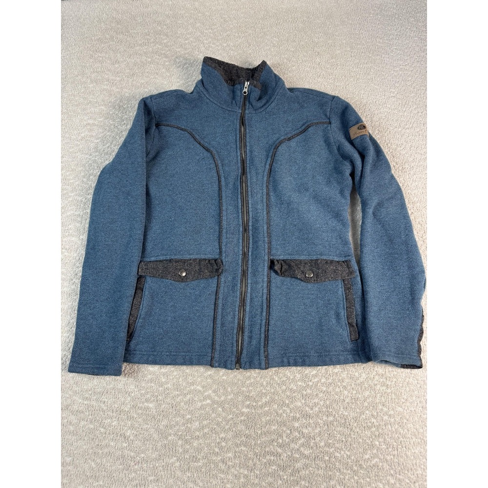 Kuhl Fleece Jacket Womens Large Blue Gray Full Zip Beaver Creek‎ Patch Pockets